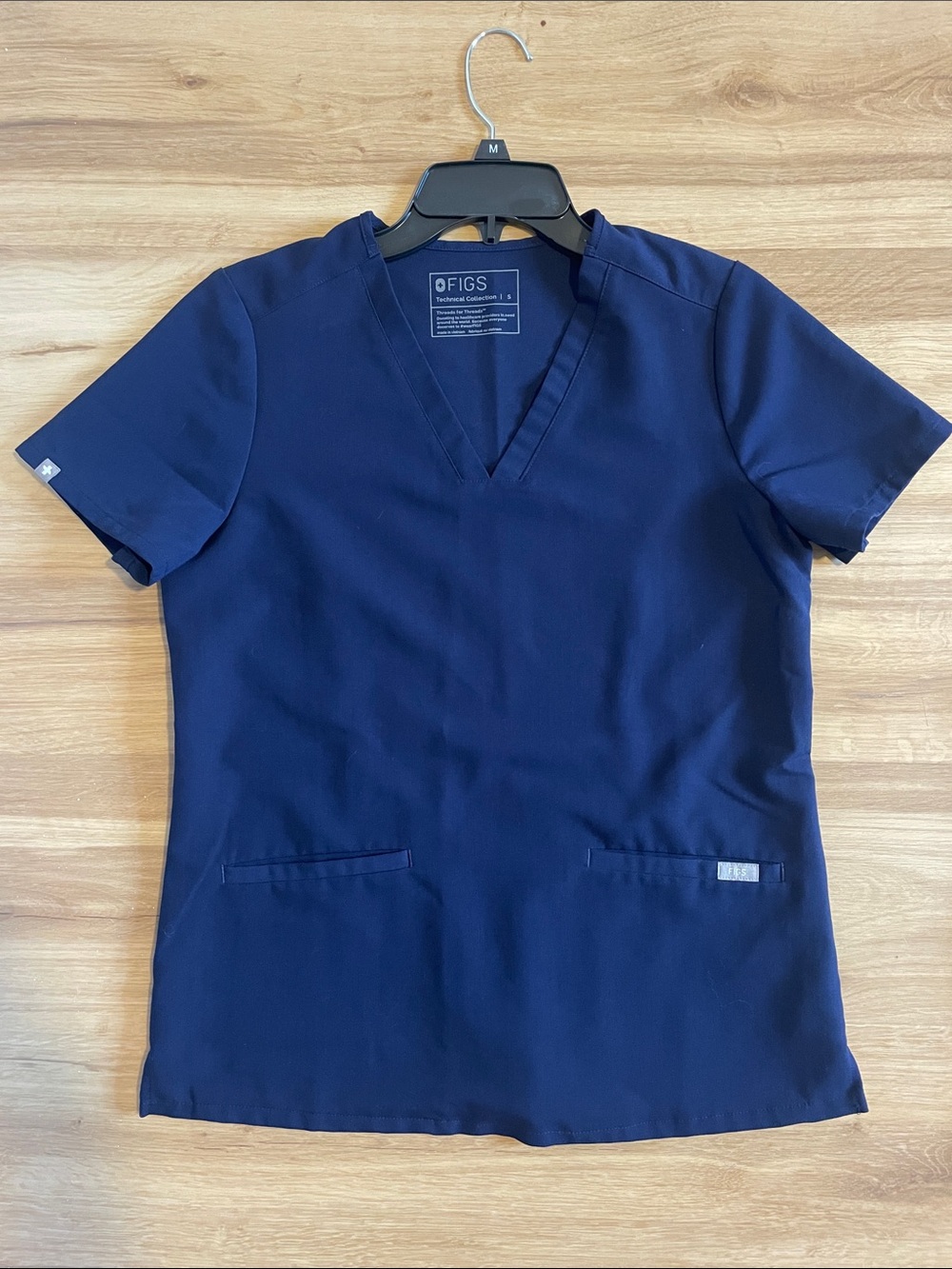 Women’s Figs Navy V-Neck Medical Scrub Top -  Navy